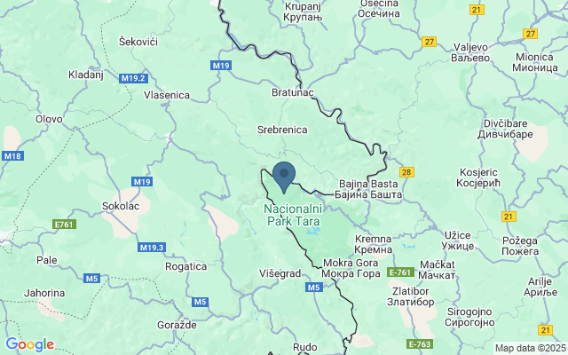 Kaart met locatie Nationaal Park Tara